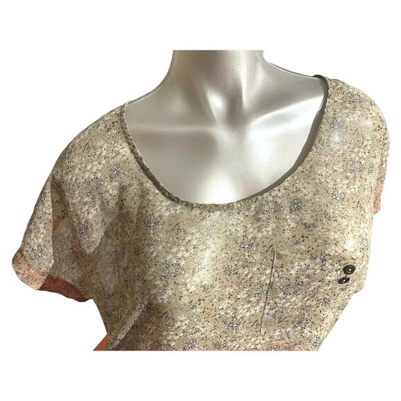 Woman’s luc ca couture Tan Brown Floral and Orange Cropped Top in Size 16 XL - Picture 3 of 10